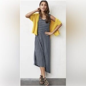 CAbi #5796 DIA Striped Sleeveless Dress M Maxi Asymmetric Hem Gray Blue